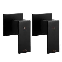 Bathroom Taps Faucet Rain Shower Head Set Hot Cold Diverter Black