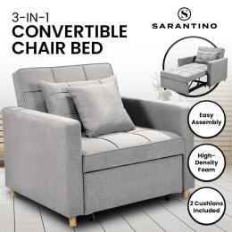 Suri 3-in-1 Convertible Lounge Chair Bed by Sarantino - Light Grey