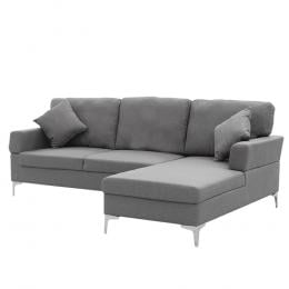 Chelsea Sectional Corner Sofa with Pillows and Chaise (Left) by Sarantino - Dark Grey