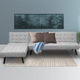 Alice Tufted Fabric Modular Sofa Bed with Chaise Lounge by Sarantino - Light Grey