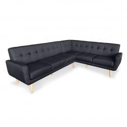 Chamonix 6-Seater L-Shaped Corner Sofa with Chaise [Left] by Sarantino - Black