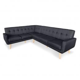 Chamonix 6-Seater L-Shaped Corner Sofa with Chaise [Right] by Sarantino - Black