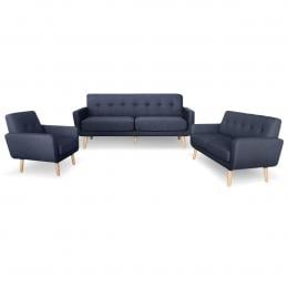 Oslo 3-Piece Tufted Living Room Sofa Set by Sarantino - Dark Grey