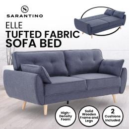 Elle Button-Tufted Fabric Sofa Bed with Cushions by Sarantino - Dark Grey