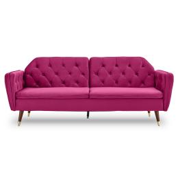 Beatrice Button-Tufted Faux Velvet Sofa Bed by Sarantino - Burgundy