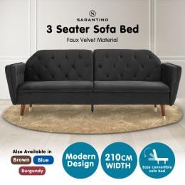Beatrice Button-Tufted Faux Velvet Sofa Bed by Sarantino - Black