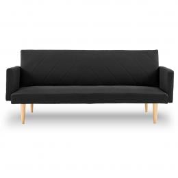 Capri 3-Seater Linen Sofa Bed with Stitch Detailing by Sarantino - Black