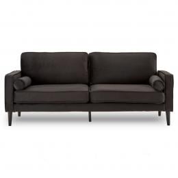 Chloe Faux Velvet Sofa Bed with Bolsters by Sarantino - Black