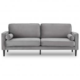 Chloe Faux Velvet Sofa Bed with Bolsters by Sarantino - Grey