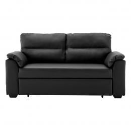 Harper Faux Leather Sofa Bed with Cushioned Armrests by Sarantino - Black