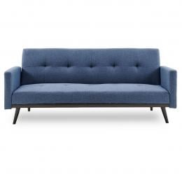 Olivia 3-Seater Linen Sofa Bed with Stitch Detailing by Sarantino - Blue