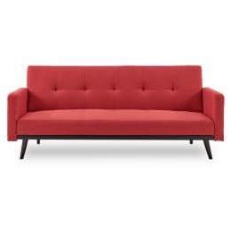 Olivia 3-Seater Linen Sofa Bed with Stitch Detailing by Sarantino - Red