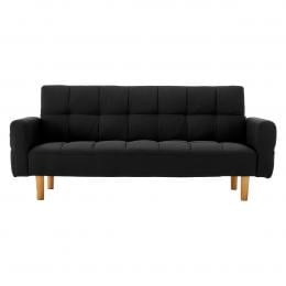 Vienna 3-Seater Blind-Tufted Fabric Sofa Bed by Sarantino - Black