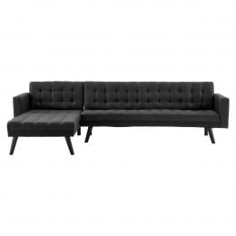 Leona Tufted Sofa Bed with Reversible Chaise by Sarantino - Black