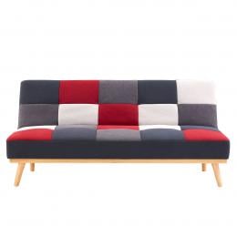 Chiara 3-Seater Linen Patchwork Futon Sofa Bed by Sarantino