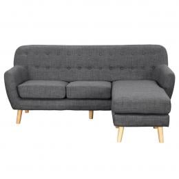 Gianna Tufted Tight Back Sofa with Chaise (Left) by Sarantino - Dark Grey