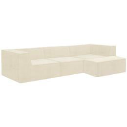 Sarantino Novi 3-Seater Modular Sofa with Ottoman - Cream