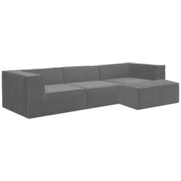 Sarantino Novi 3-Seater Modular Sofa with Ottoman - Grey