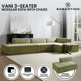 Sarantino Vani 3 Seater Modular Sofa Set - Green