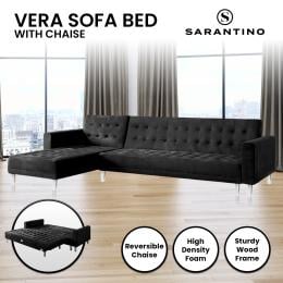 Vera Modular Tufted Sofa Bed with Chaise by Sarantino - Black