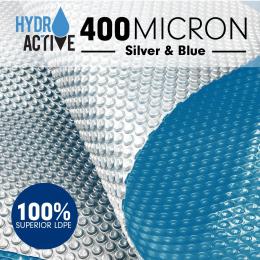 Hydroactive 400 Micron Solar Swimming Pool Cover - Silver Blue