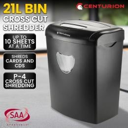 Centurion 21L Cross-Cut Office Shredder 10-Sheet Paper, CD & Credit Card Security