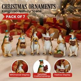Christabelle 17cm Kangaroo Christmas Nativity Scene Christmas Tree Decoration Ornaments 7 Piece Set
