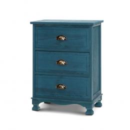 Bedside Tables Drawers Side Table Cabinet Vintage Blue Storage