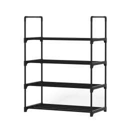 Shoe Rack Stackable Shelves 4 Tiers 55cm Shoes Storage Stand Black