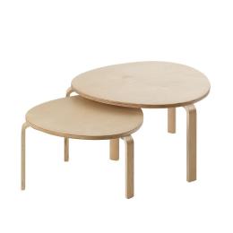 Coffee Table Nest of 2 Round Side End Tables Bedside Furniture Wooden