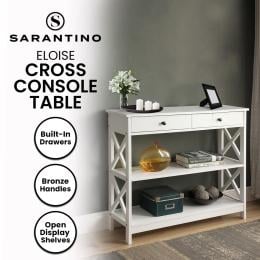 Sarantino Eloise Cross Console Table - White
