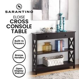 Sarantino Eloise 3-Tier Cross Console Table in Espresso