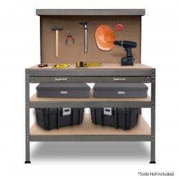 3-Layered Work Bench Garage Storage Table Tool Shop Shelf Silver