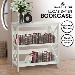 Sarantino Lucas 3-Tier Bookshelf - White