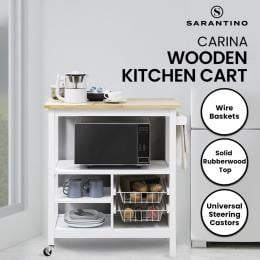 Sarantino Carina Wooden Kitchen Cart Microwave Stand