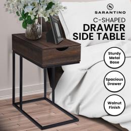 Sarantino C-Shaped Drawer Side Table