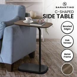 Sarantino Beveled Edge C-Shaped Side Table - Oak