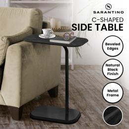 Sarantino Beveled Edge C-Shaped Side Table - Black