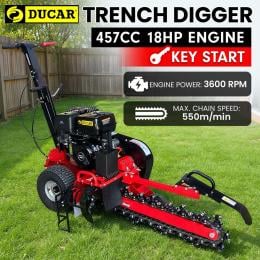 Ducar Trench Digger 457cc 18HP 4-Stroke Key Start, Petrol Trencher Machine