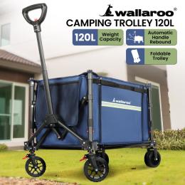 Wallaroo 120L Camping Steel Trolley Beach Picnic Basket Cart - Blue