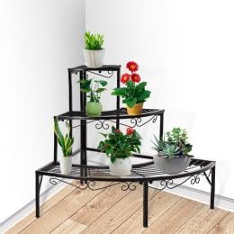 Outdoor Indoor Pot Plant Stand Garden Metal 3 Tier Planter Shelves