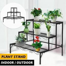Plant Stands Outdoor Indoor Metal Black Flower Pot 3 Garden Corner Shelf