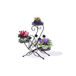 Metal Outdoor Indoor Pot Plant Stand Garden Decor Flower Rack Black