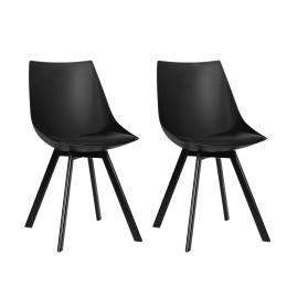 2x Lylette Dining Chairs Cafe Chairs Pu Leather Padded Seat Black