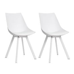 Set Of 2 Dining Chairs Cafe Chairs Pu Leather Padded Seat White