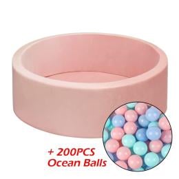 90x30cm Ocean Ball Pit Soft Baby Kids Play Pit 200pcs Macaron Balloons