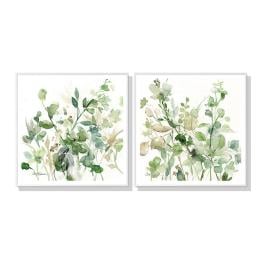 50cmx50cm Sage Garden Carol Robinson 2 Set White Frame Canvas Wall Art