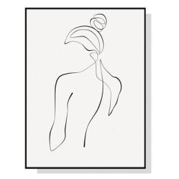 80cmx120cm Woman Back Line Art Black Frame Canvas Wall Art