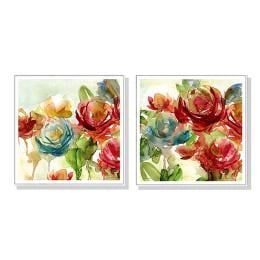 70cmx70cm Rosewater Garden Carol Robinson 2 Set White Frame Canvas Art