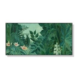 40cmx80cm Equatorial Jungle Green Forest Black Frame Canvas Wall Art